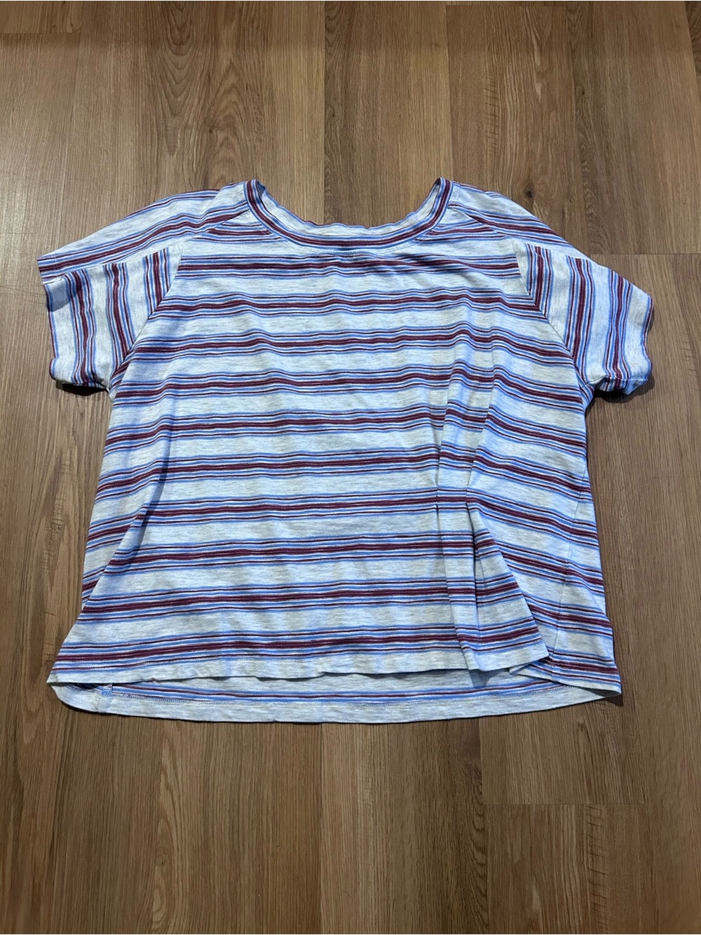 Democracy White, Purple and Red Striped Short Sleeve Tee